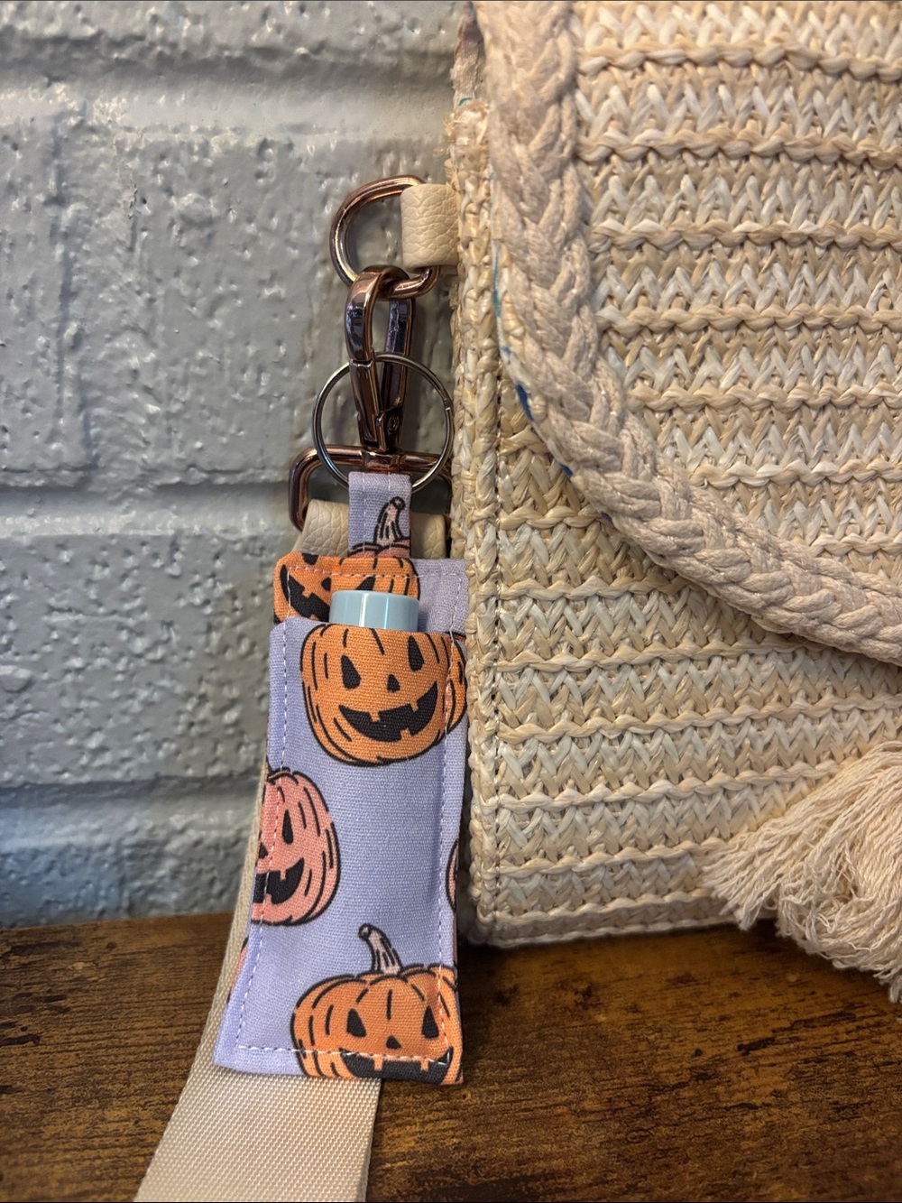 Pumpkin Keychain Chapstick Holder